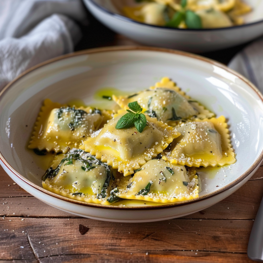 Piatti di pasta con verdure.