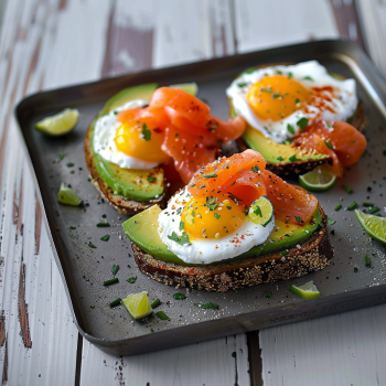 Piatti con avocado e uova.