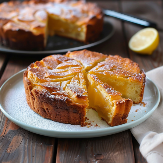 Una torta con frutta e zucchero.