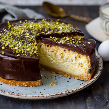 Un cake con crema e noci.