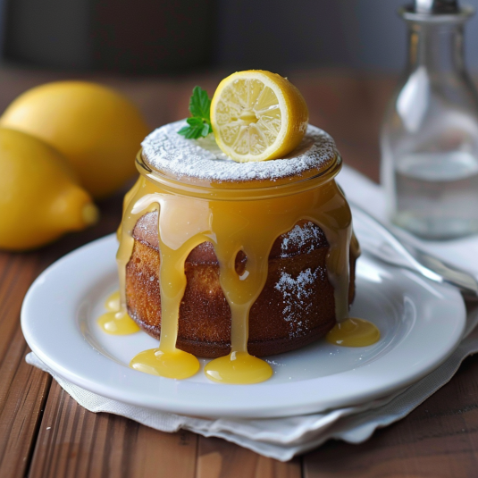 Un dolce con frullato di limone e cannoli.