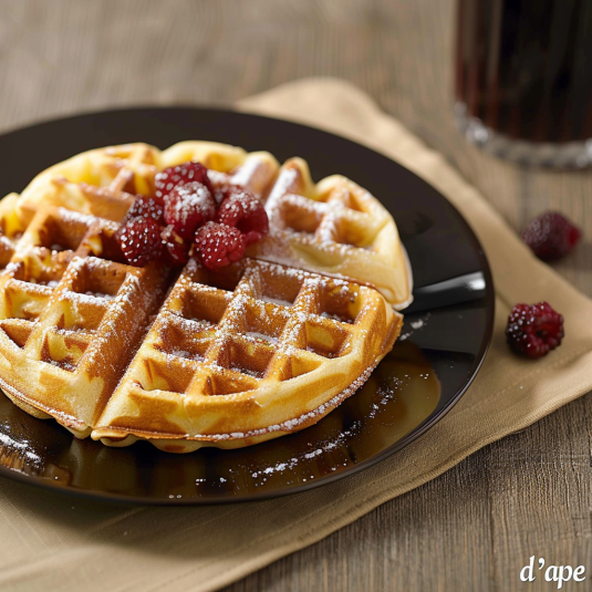Waffle con frutta e zucchero.