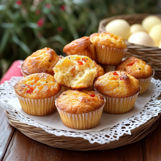 Un piatto con muffin e uova.