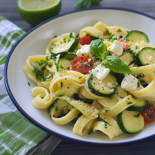 Piatti di pasta con verdure.