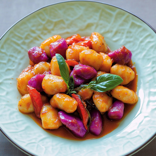 Piatti di pasta con verdure.