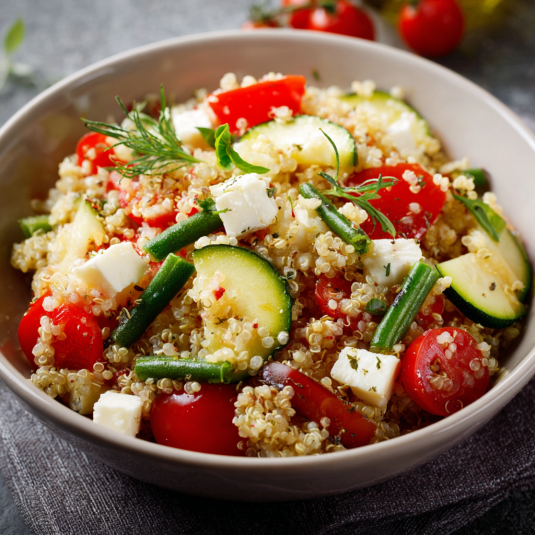 Una ciotola con verdure e cereali.
