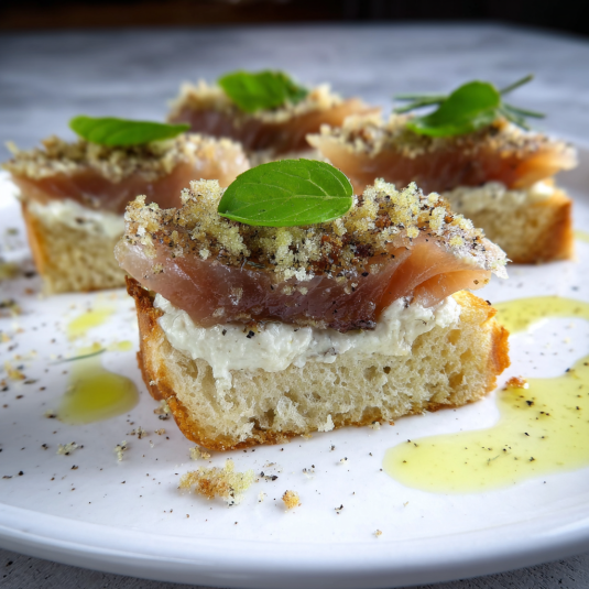 Piatti con salmone e erbe.