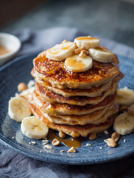 Banana pancakes with nuts on a plate.