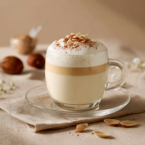 Tazza con caffè e nocciole.