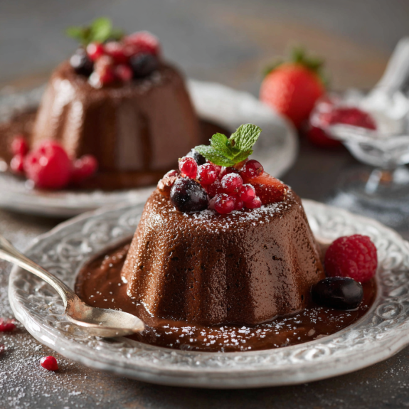 Due ciambelle di cioccolato con frullati e frutta.