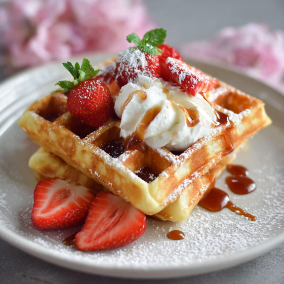 Waffle con strawberry e crema.