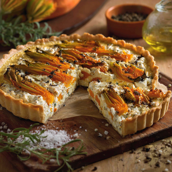 Una tazza con un pastry con verdure e formaggio.