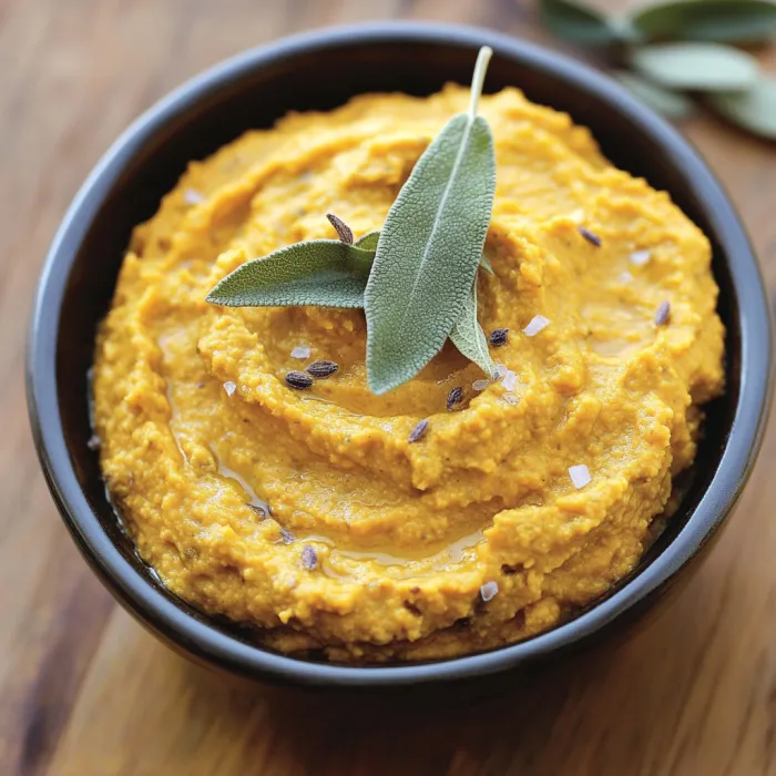 Hummus cremoso a base di ceci, tahina, olio d’oliva, aglio e limone, ideale come antipasto o spuntino
