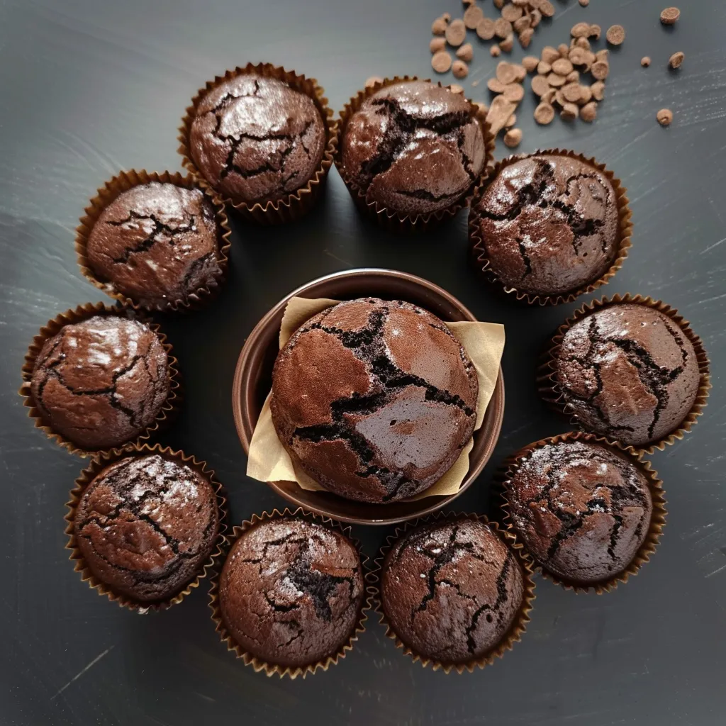 Un insieme di cupcake con la crema al cioccolato.