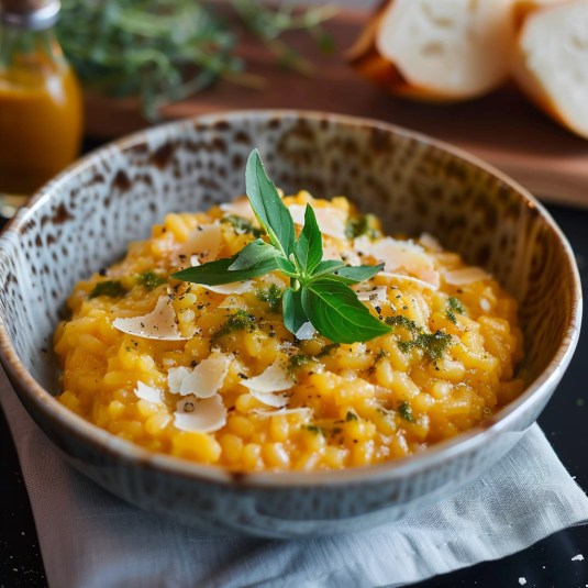 Una ciotola di riso con erbe fresche.