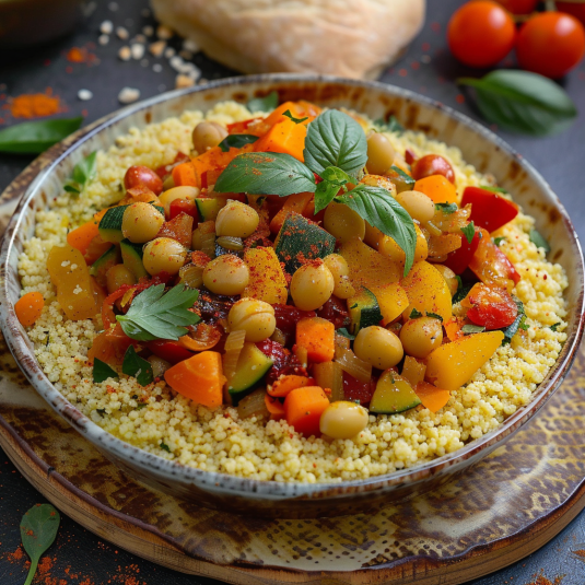 Una ciotola con verdure e cereali.