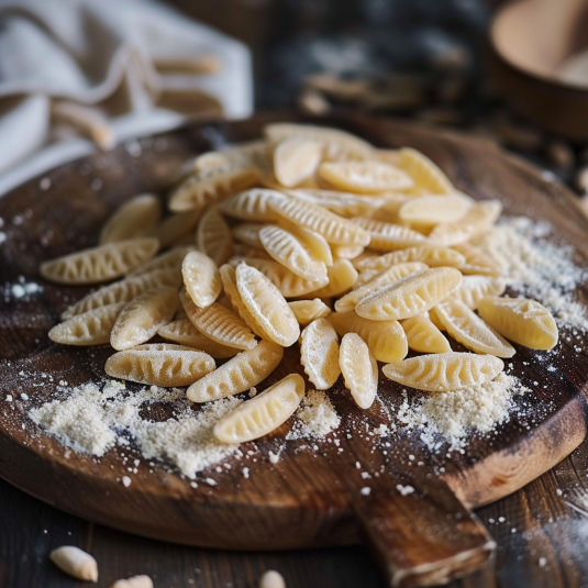 Pasta in polvere sulla tavola.