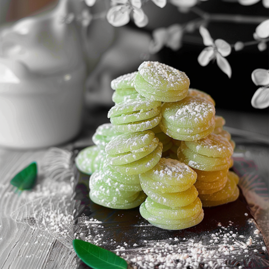 Un mucchio di biscotti con polvere di zucchero.