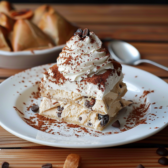 Un dolce con crema e cioccolato.