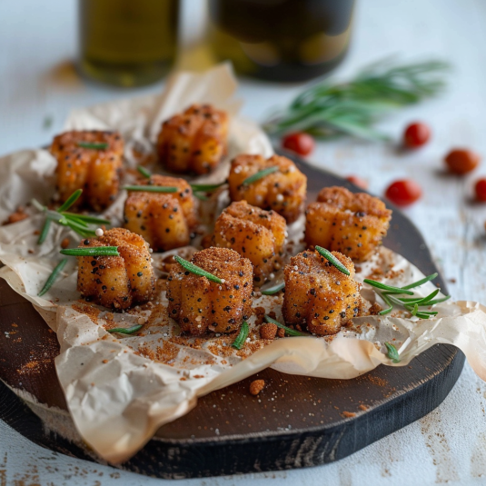 Piatti di patate croccanti con erbe.