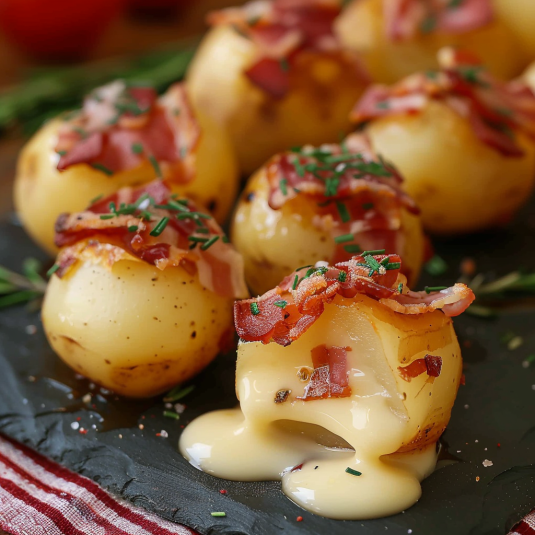 Potate con bacon e salsa.