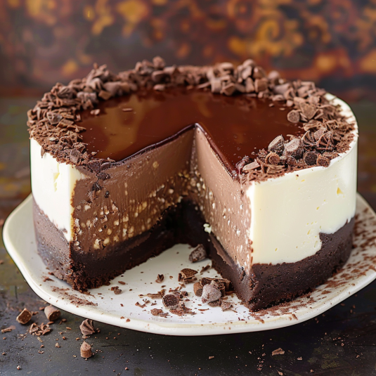 Cake con crema e cioccolato.