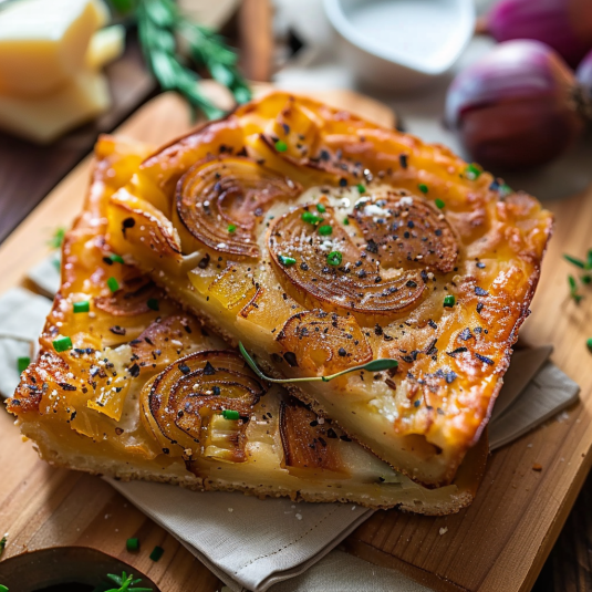 Una fetta di pizza con verdure e formaggio.