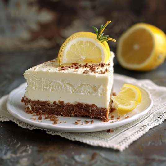 Una fetta di torta con lemon.