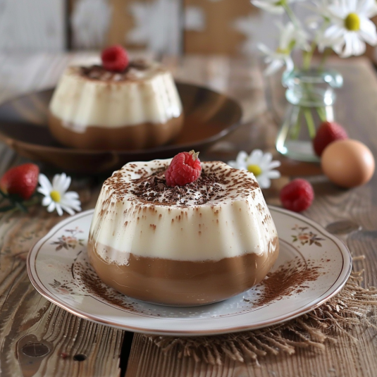 Due ciambellone con frullato di cioccolato e frullato di crema.
