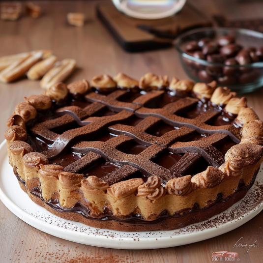 Torta con crema e cioccolato.