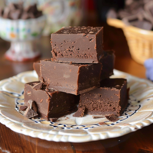 Un piatto con 6 pezzi di cioccolato.