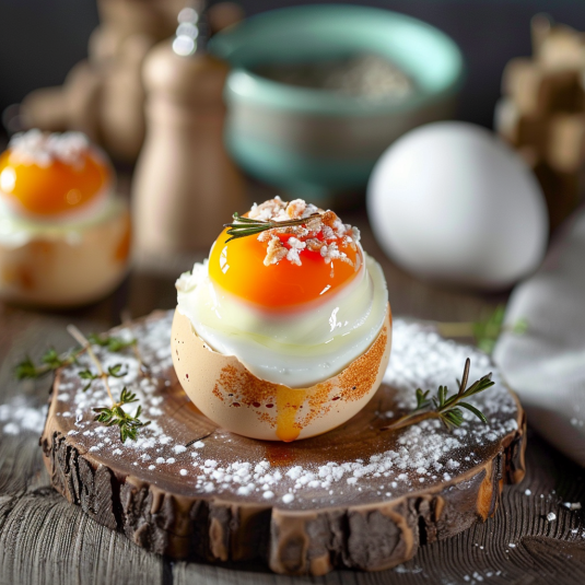Un'ovetta con la yolk rossa e il tuorlo di un'uova.