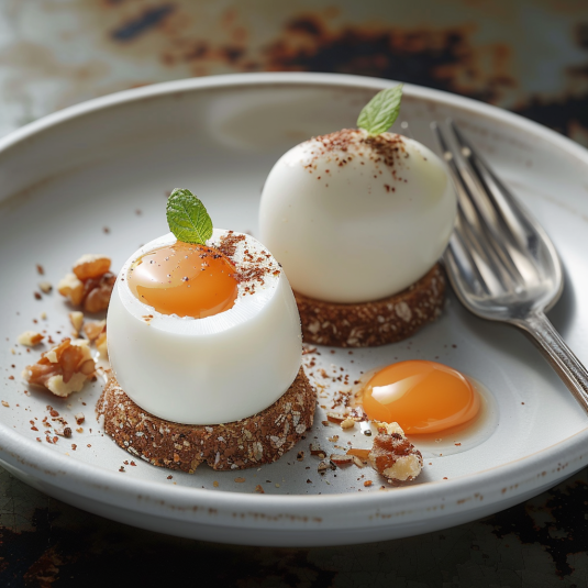 Due dolci con crema e frullato di caffè.