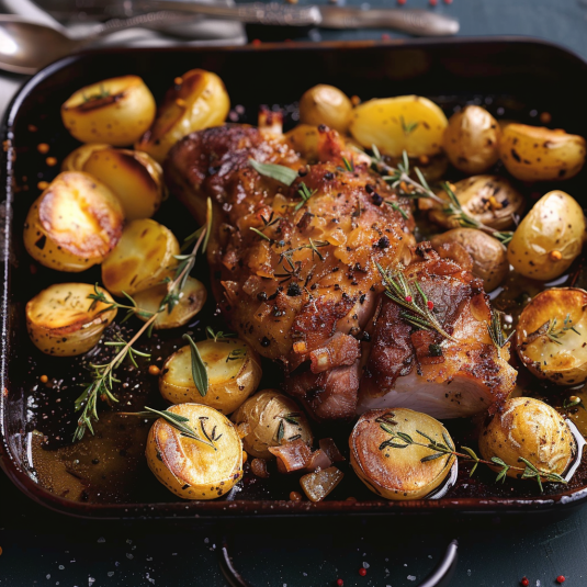 Piatti di carne con verdure.