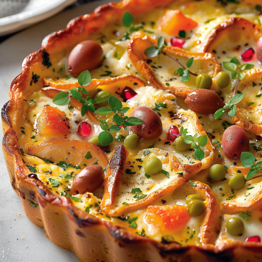 Pizza con verdure e formaggio.