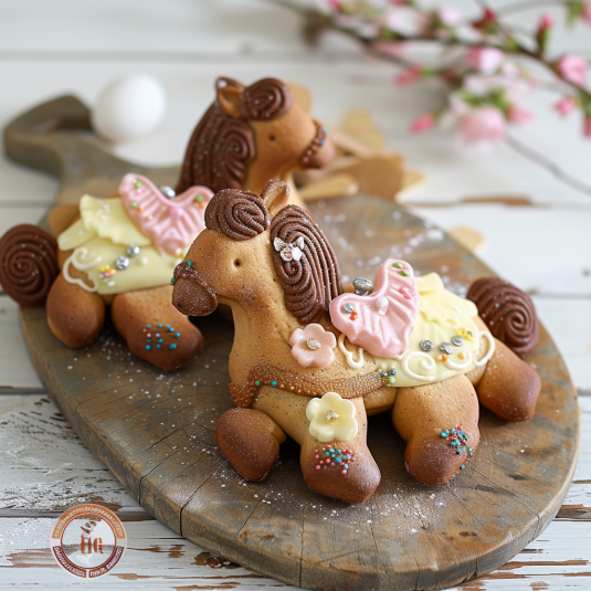 Un'immagine di un cake decorato a forma di cavallo.