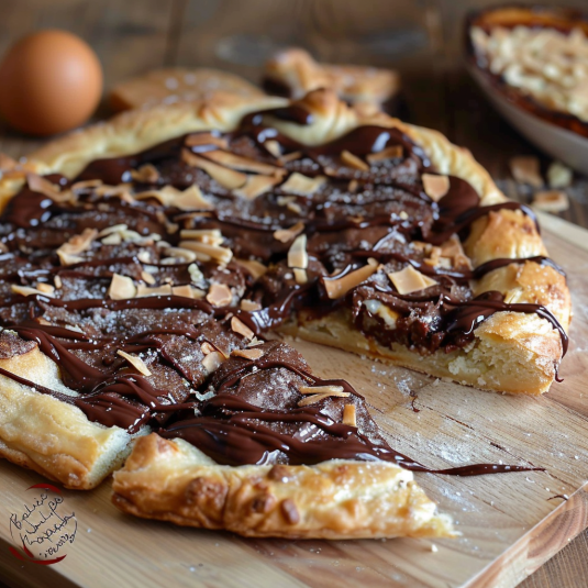 Pizza con chocolate e nocciole.