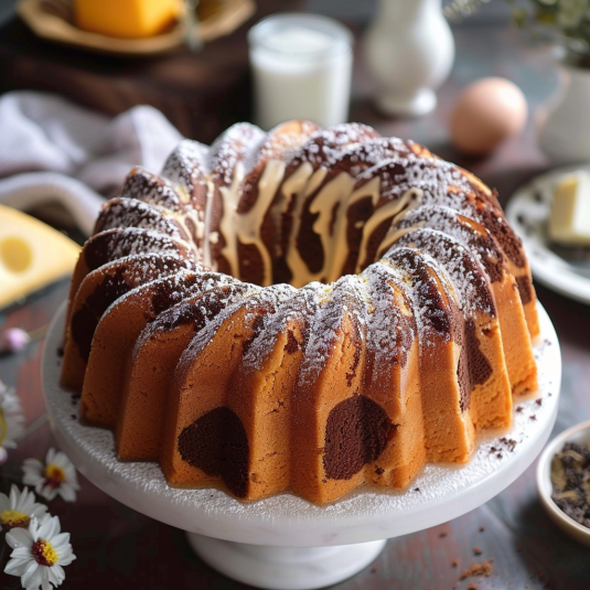 Cake con crema e zucchero.