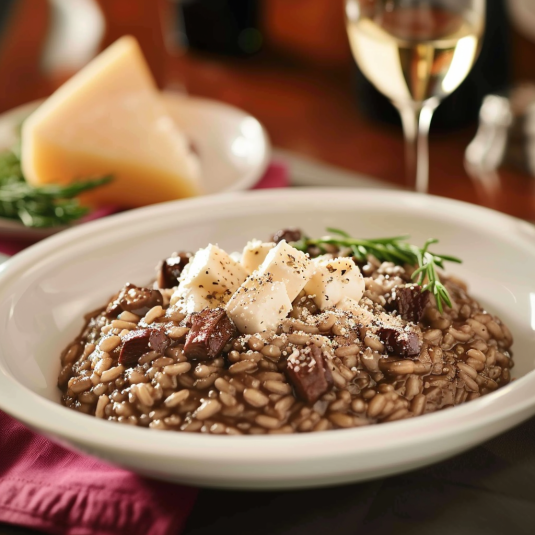 Riso con formaggio e speck.