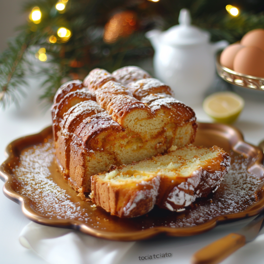 Panettone con zucchero e speck.