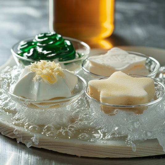 Toste con crema e ciabatte in un piatto.