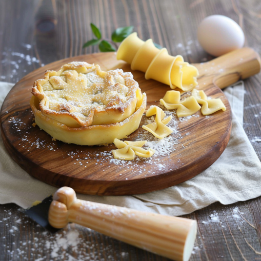 Una torta con crema e noci.