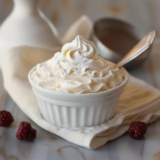 Una tazza di crema di frullato con frullati e frullati.