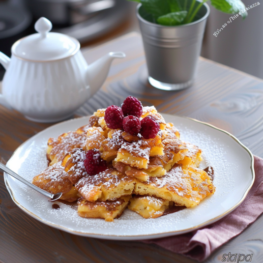 Piatti con frutta e zucchero.