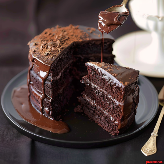 Un cake di cioccolato con la crema fredda.