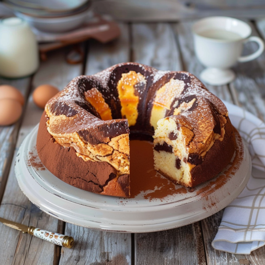 Torta con crema e frutta.
