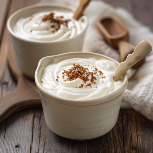 Due ciotole con crema e cocco.