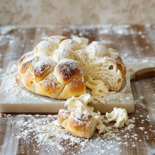 Un piatto di pasta con la crema.