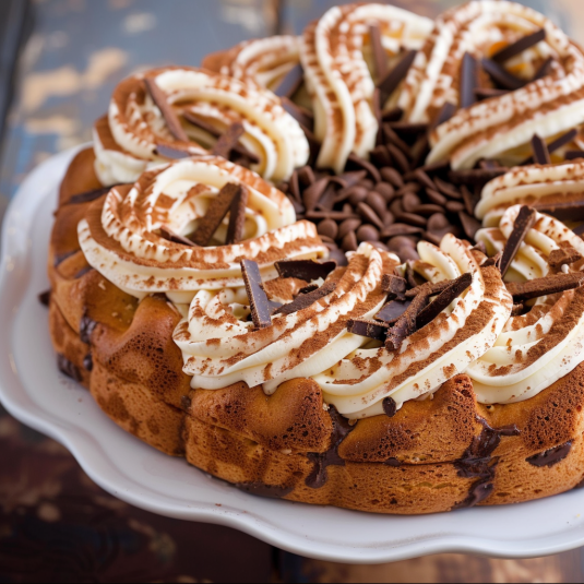 Torta con crema e cioccolato.