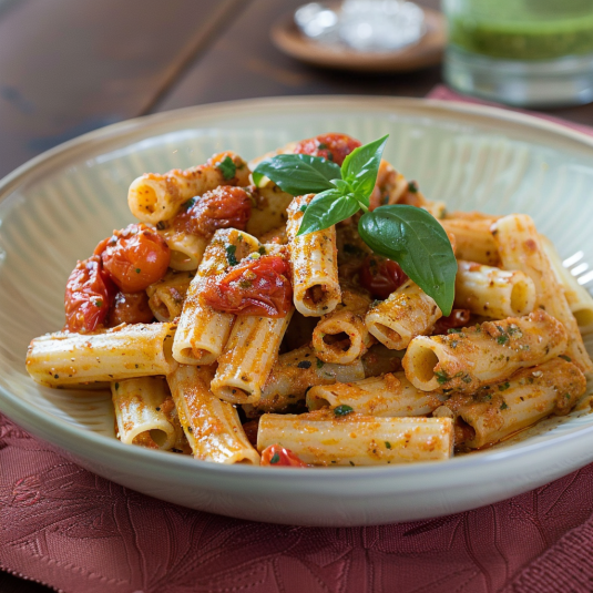 Piatti di pasta con verdure.